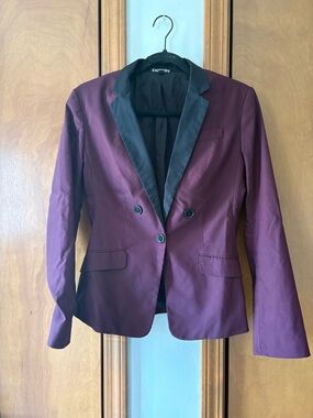 Express Women's Plum Blazer with Black Satin Lapel